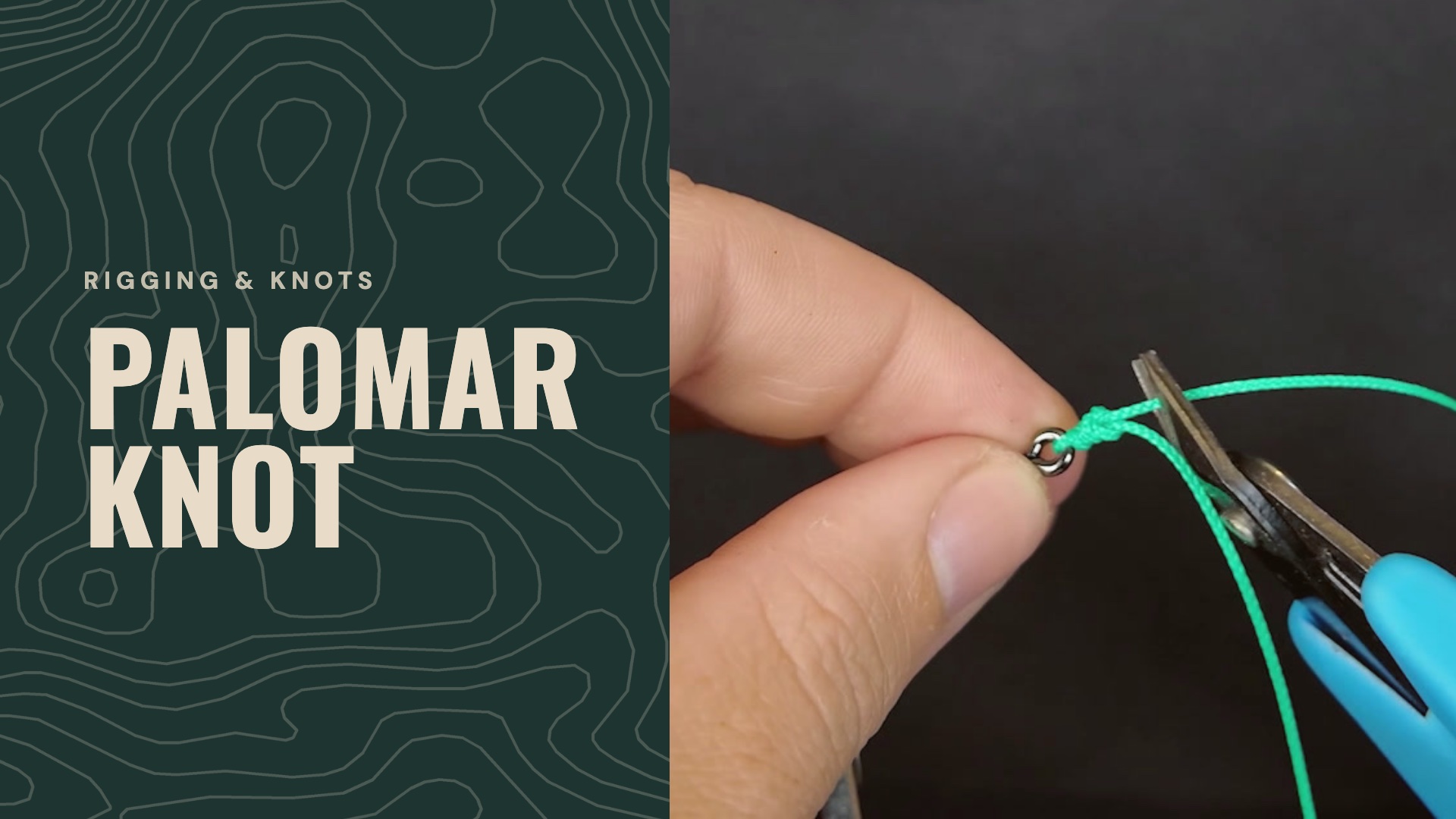 Cover reading "Palomar knot" beside hands tying line to a hook