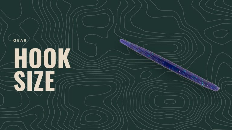 Cover reading "Hook size" with a Wicked Worm soft bait in June Bug