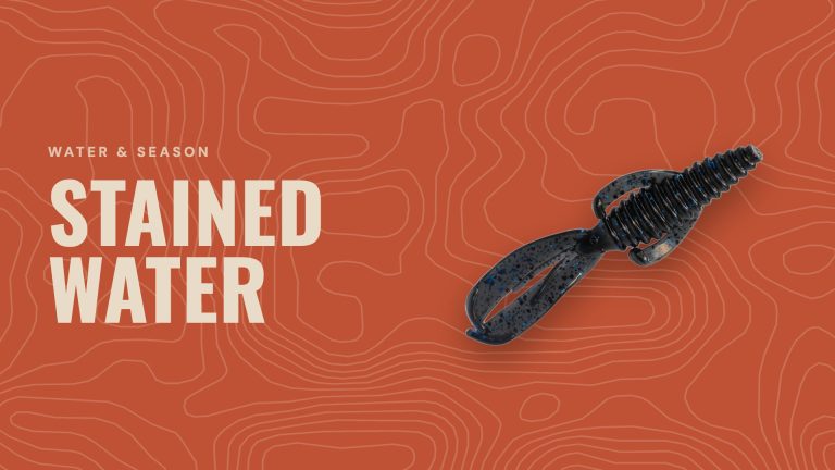 Cover reading "Stained water" with a Bomba Craw soft bait in Night Fury