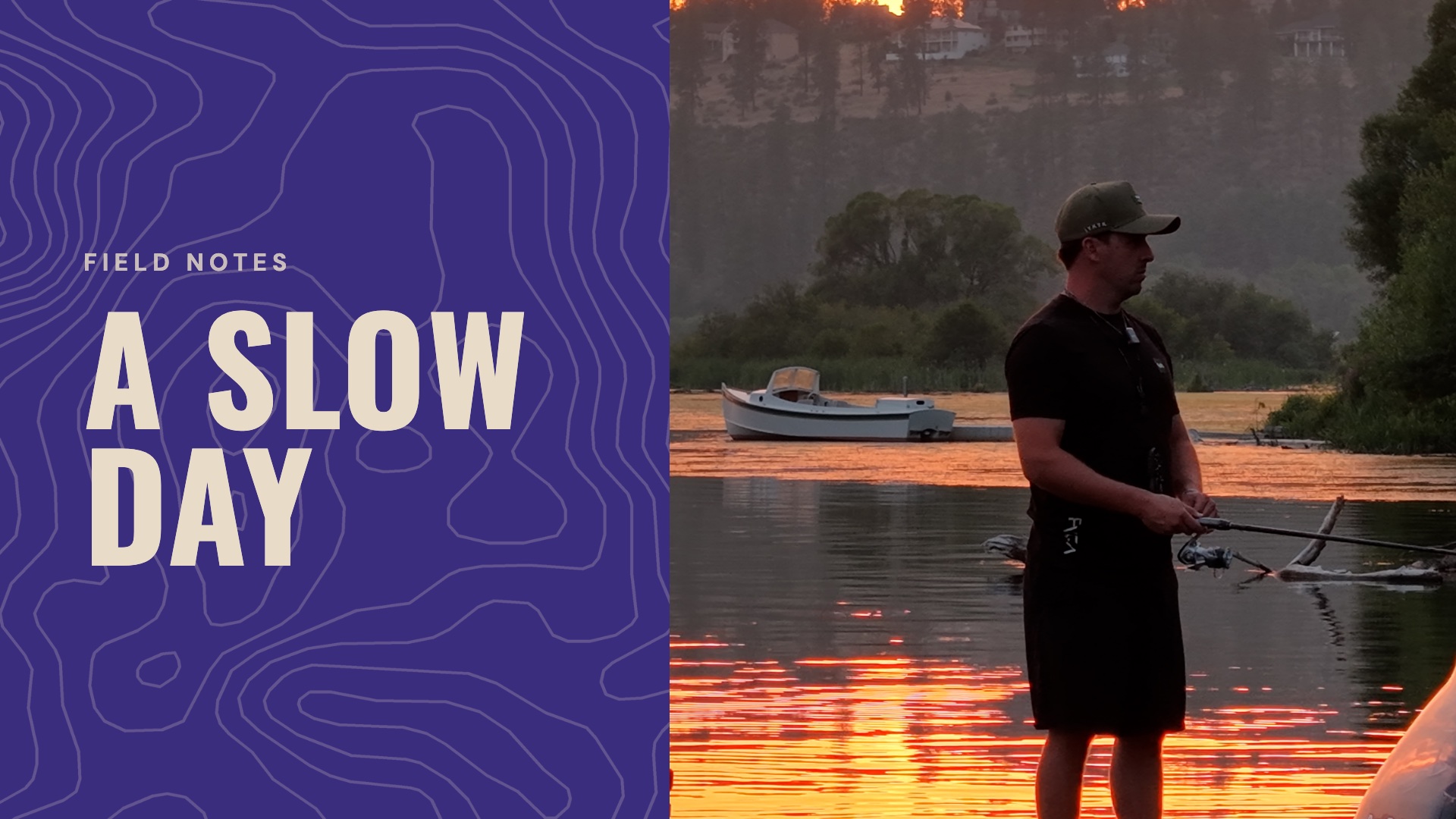 Cover reading "A slow day" beside an angler holding a rod on the water at dusk